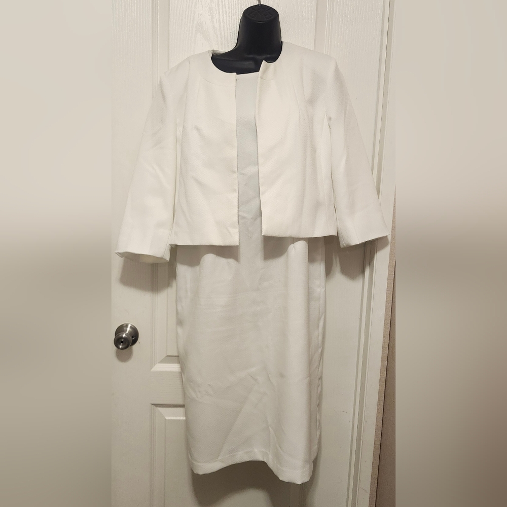 Danillo White Dress and Jacket Set Size 12 EUC